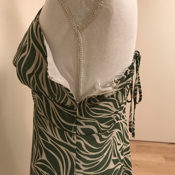 Vintage Green Tropical V-Neck Flowy Dress - Picture 5 of 7